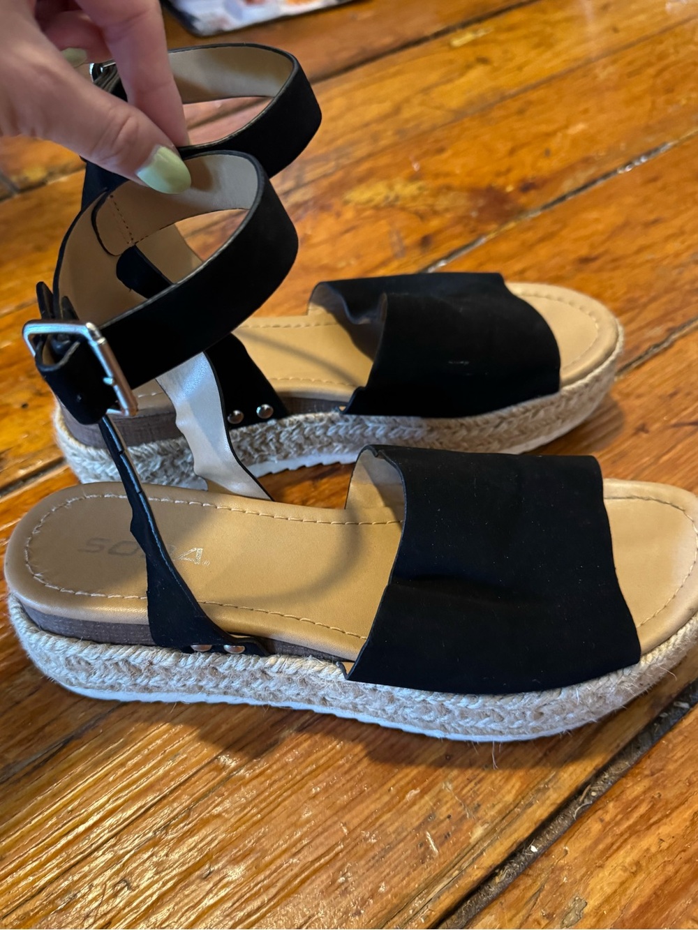 Black Espadrille Platform Sandals with Ankle Strap